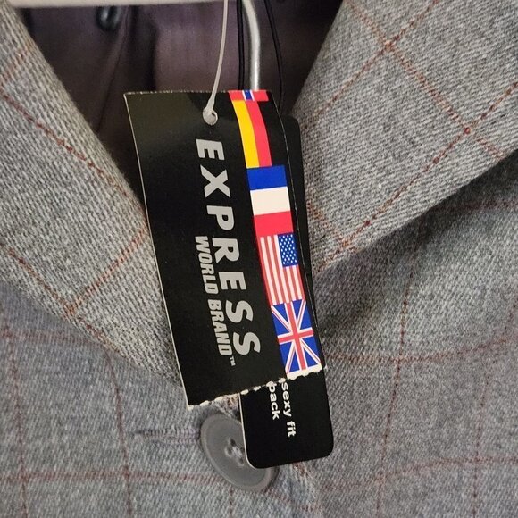 Express Vintage 90s NWT Plaid Business Pant Suit Size 3/4 - Picture 7 of 9